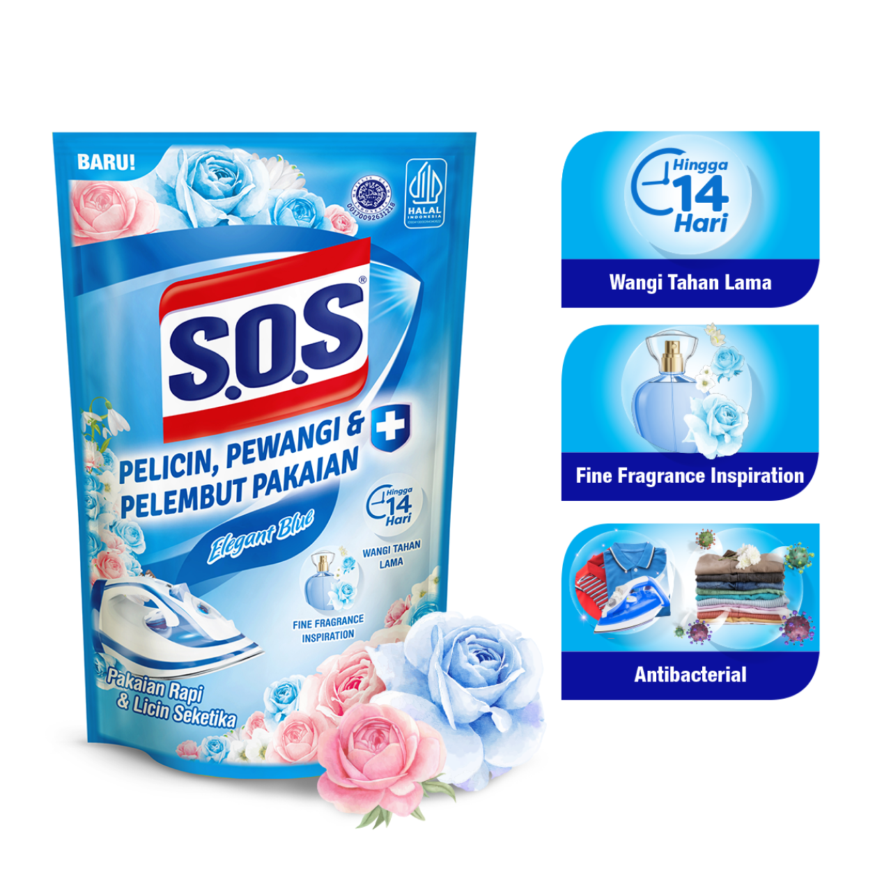 SOS Pelicin, Pewangi & Pelembut Pakaian - Elegant Blue