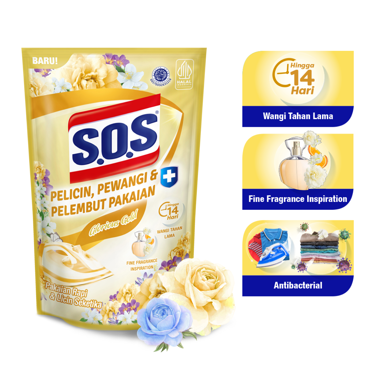 SOS Pelicin, Pewangi & Pelembut Pakaian - Glorious Gold